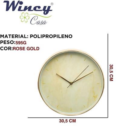 Imagem de Relógio de Parede Wincy Decorativo Sala Cozinha Escritório Casa Silencioso Redondo Prata Dourado Rose Gold PDA02069 