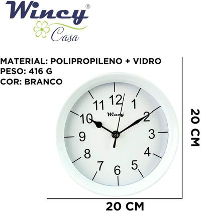 Imagem de Relógio de Parede Wincy Silencioso Decoração Casa Sala Escritório Home Office Quartz Redondo Azul Branco Preto Cinza PDA01039 