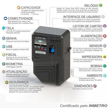 Imagem de Relógio De Ponto Homologado + Sistema Com Wifi E Biometria
