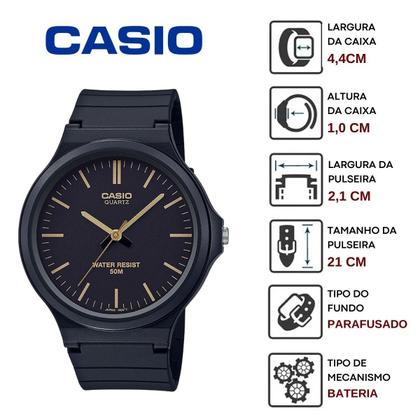 Imagem de Relógio de Pulso Casio Analógico Vintage Unissex Masculino Feminino Classico Redondo Preto a Prova Dágua MW-240-1E2VDF