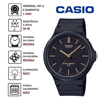 Imagem de Relógio de Pulso Casio Analógico Vintage Unissex Masculino Feminino Classico Redondo Preto a Prova Dágua MW-240-1E2VDF