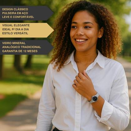 Imagem de Relógio de Pulso Casio Feminino Analógico Prata Redondo Leve Pequeno Casual Original LTP-V001D-1BUDF