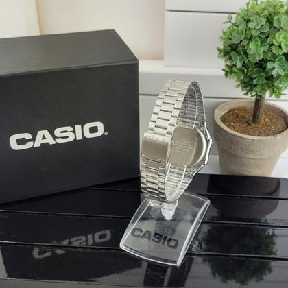 Imagem de Relógio de Pulso Casio Feminino Masculino Digital Aço Inóx Vintage Resistente Água Quadrado Pequeno Casual Prata A168WA-1WDF