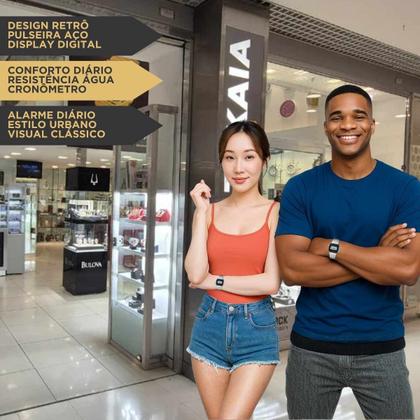 Imagem de Relógio de Pulso Casio Feminino Masculino Digital Aço Inóx Vintage Resistente Água Quadrado Pequeno Casual Prata A168WA-1WDF