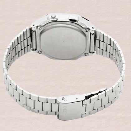Imagem de Relógio de Pulso Casio Feminino Masculino Digital Aço Inóx Vintage Resistente Água Quadrado Pequeno Casual Prata A168WA-1WDF