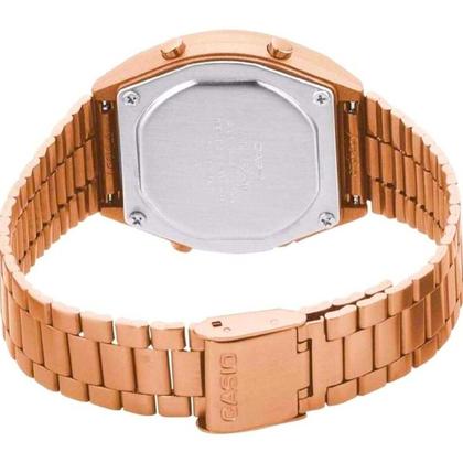 Imagem de Relógio de Pulso Casio Feminino Vintage Quadrado Digital Prova Dágua 5 ATM Illuminator Pulseira Aço Inóx Casual Rose Gold B640WC-5ADF