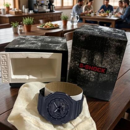 Imagem de Relógio de Pulso Casio G-Shock Masculino Resistente Choques 5 Alarmes Carbono Prova Dágua 20 ATM Analógico Digital Hora Mundial Preto GA-2100-1A1DR