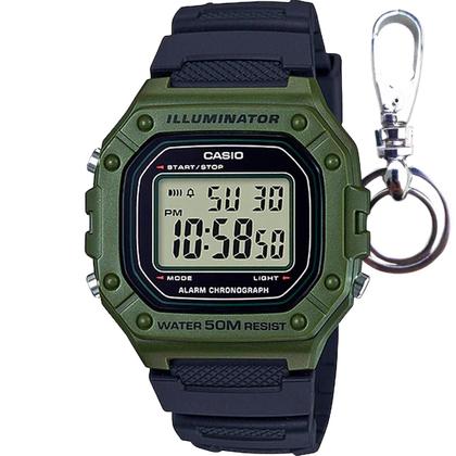 Imagem de Relógio de Pulso Casio Masculino Digital Prova Dágua 50 Metros Illuminator Quadrado Esportivo Verde W-218H-3AVDF + Chaveiro