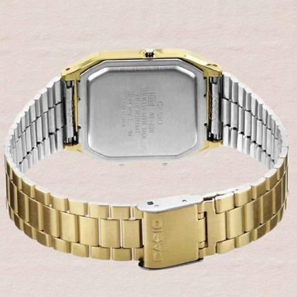 Imagem de Relógio de Pulso Casio Masculino Feminino Quadrado Retro Vintage Analógico Digital Fashion Alarme Calendário Quartz Casual Dourado AQ-230GA-9DMQ