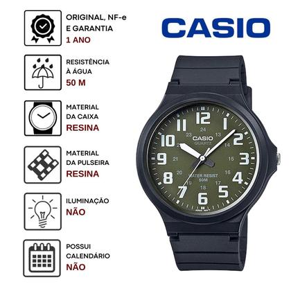 Imagem de Relógio de Pulso Casio Vintage Unissex Masculino Feminino Classico Analógico Preto Prova Dágua MW-240