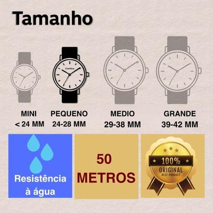 Imagem de Relógio de Pulso Champion Feminino Pequeno Analógico Prova D'água 5ATM 50 Metros Social Fashion Pulseira Aço Inóx Dourado CF25652H