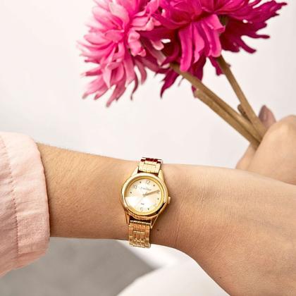 Imagem de Relógio de Pulso Condor Feminino Pequeno Analogico Aço Inóx COPC21 Dourado