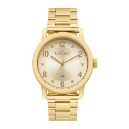 Imagem de Relógio de Pulso Condor Feminino Pequeno Analogico Aço Inóx COPC21 Dourado