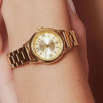 Imagem de Relógio de Pulso Condor Feminino Pequeno Analogico Aço Inóx COPC21 Dourado