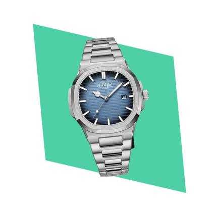 Imagem de Relógio de Pulso Elegante em Aço Inoxidável Prata  Design Redondo e Luminoso