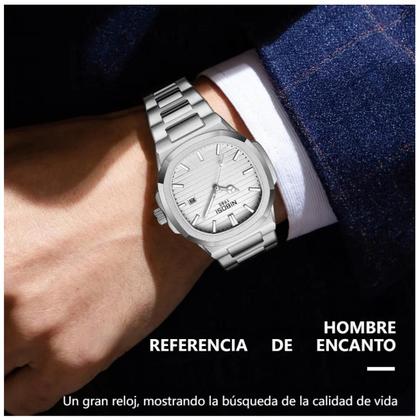 Imagem de Relógio de Pulso Elegante em Aço Inoxidável Prata  Design Redondo e Luminoso