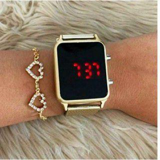 Imagem de Relógio de Pulso Esportivo Masculino Feminino Unissex Digital Led Emburrachado Casual