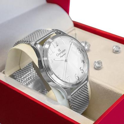 Imagem de Relógio de Pulso Feminino Champion Analógico Prata CN26019Q Colar e Brincos