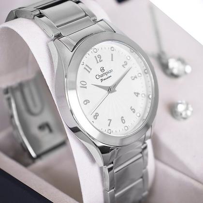 Imagem de Relógio de Pulso Feminino Champion Analógico Prata CN29409Q Colar e Brincos
