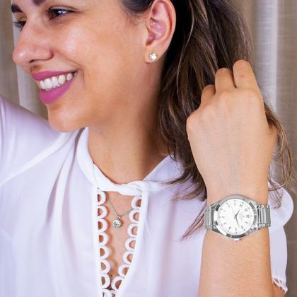 Imagem de Relógio de Pulso Feminino Champion Analógico Prata CN29409Q Colar e Brincos