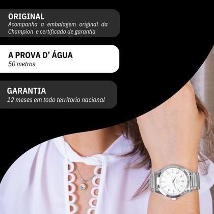 Imagem de Relógio de Pulso Feminino Champion Analógico Prata CN29409Q Colar e Brincos