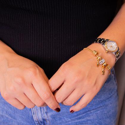 Imagem de Relógio de Pulso Feminino Champion Bicolor Mini CF24000S + Pulseira Berloques