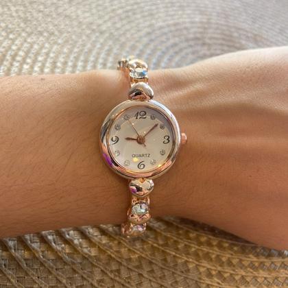 Imagem de Relógio De Pulso Feminino Clássico Pequeno Quartz Com Pedras