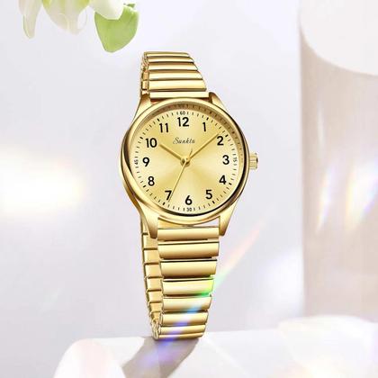 Imagem de Relógio De Pulso Feminino De Luxo À Prova d'Água Em Aço Inoxidável Quartz Elegante Casual Simples