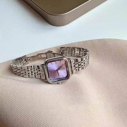 Imagem de Relógio De Pulso Feminino De Quartzo Com Pulseira De Aço E Nó De Bambu, Estilo Simples E Versátil,