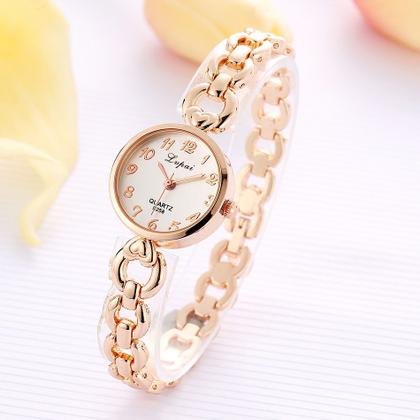 Imagem de Relógio De Pulso Feminino Dourado Pequeno Quartz Analógico