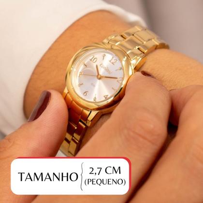 Imagem de Relógio de Pulso Feminino Pequeno Condor Dourado CO2035NMS/K4K Colar e Brincos