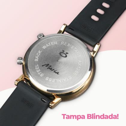 Imagem de Relógio De Pulso Feminino Preto Dourado Strass Digital Luxo Casual