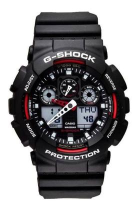 Imagem de Relógio de Pulso G-Shock Masculino Robusto Hora Mundial Resistente Choques Prova Dágua 200 Metros 5 alarmes Esportivo Preto GA-100-1A4DR