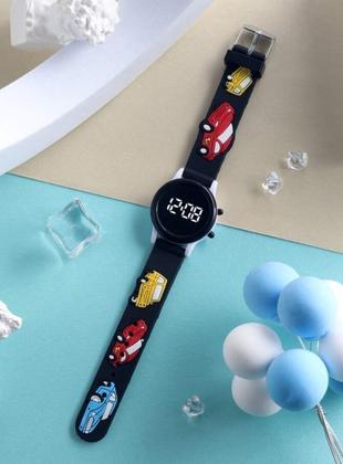 Imagem de Relógio de Pulso Infantil Redondo Digital Led Silicone Desenho animado 3D Dinossauro Carro Esporte Relógios Crianças