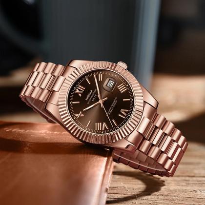 Imagem de Relógio De Pulso Masculino De Luxo À Prova d'Água Em Aço Quartz NIBOSI Marca De Moda Top Auto Data