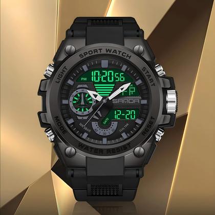 Imagem de Relógio De Pulso Masculino Militar Para Esportes Ao Ar Livre Com Display Duplo LED Analógico Digital