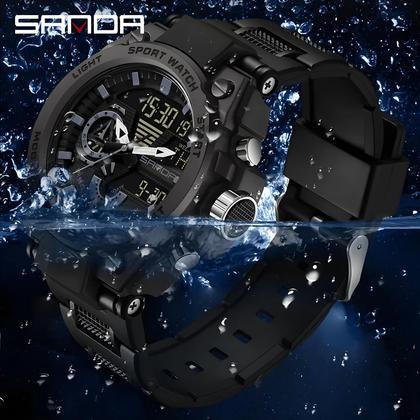 Imagem de Relógio De Pulso Masculino Militar Para Esportes Ao Ar Livre Com Display Duplo LED Analógico Digital