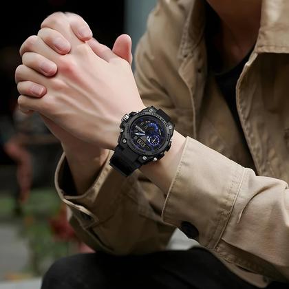 Imagem de Relógio De Pulso Masculino Militar Para Esportes Ao Ar Livre Com Display Duplo LED Analógico Digital