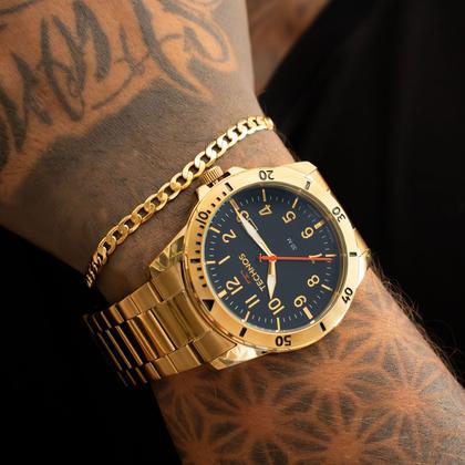 Imagem de Relógio de Pulso Masculino Technos Militar Dourado 2115NBR/1A + Pulseira Dourada