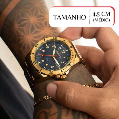 Imagem de Relógio de Pulso Masculino Technos Militar Dourado 2115NBR/1A + Pulseira Dourada
