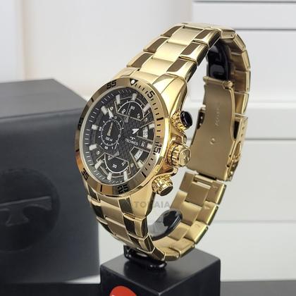 Imagem de Relógio de Pulso Masculino Technos Performance TS Carbon Cronógrafo Analógico Aço Inóx Prova Dágua Casual Dourado OS10FJ/1P