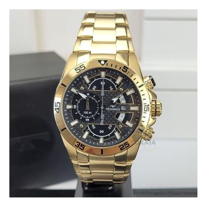 Imagem de Relógio de Pulso Masculino Technos Performance TS Carbon Cronógrafo Analógico Aço Inóx Prova Dágua Casual Dourado OS10FJ/1P
