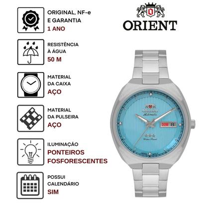 Imagem de Relógio de Pulso Orient Feminino Automático Mecâmico Prova D Água 50 Metros Calendário Duplo Analógico Prata F49SS028L