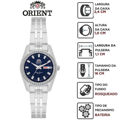 Imagem de Relógio de Pulso Orient Feminino Automático Mecanico Pequeno Redondo Casual Prata NH6SS006 D1SX