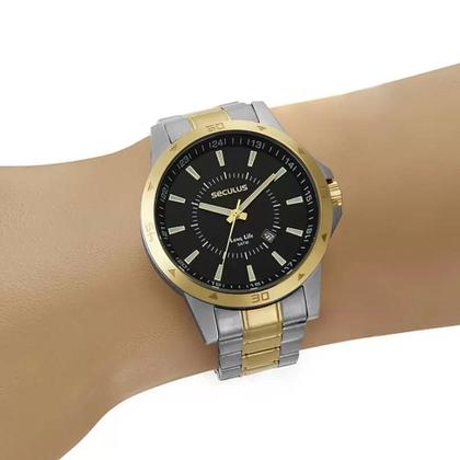 Imagem de Relógio de Pulso Original  Seculus  Prata e Dourado Masculino 44010GPSV