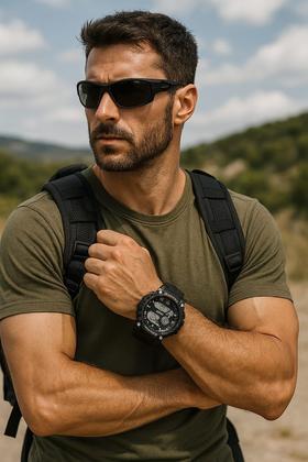 Imagem de Relógio De Pulso Preto Masculino Digital  MultiFuncional