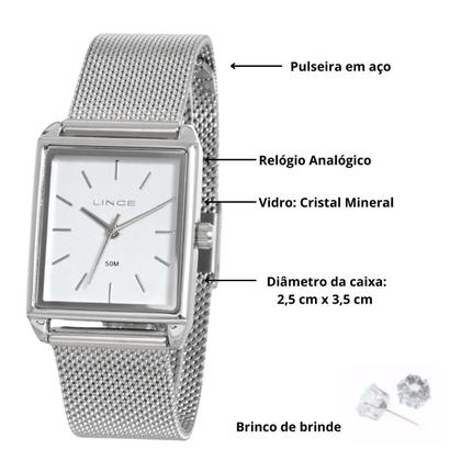 Imagem de Relógio de Pulso Quadrado Resistente Lince Feminino Original
