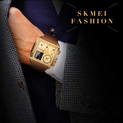 Imagem de Relógio de pulso SKMEI LED quadrado de face grande analógico para homens