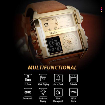 Imagem de Relógio de pulso SKMEI LED quadrado de face grande analógico para homens