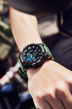 Imagem de Relógio De Pulso SMAEL 8049 Com Luz LED À Prova d'Água, Duplo Horário, Alarme E Data Automática